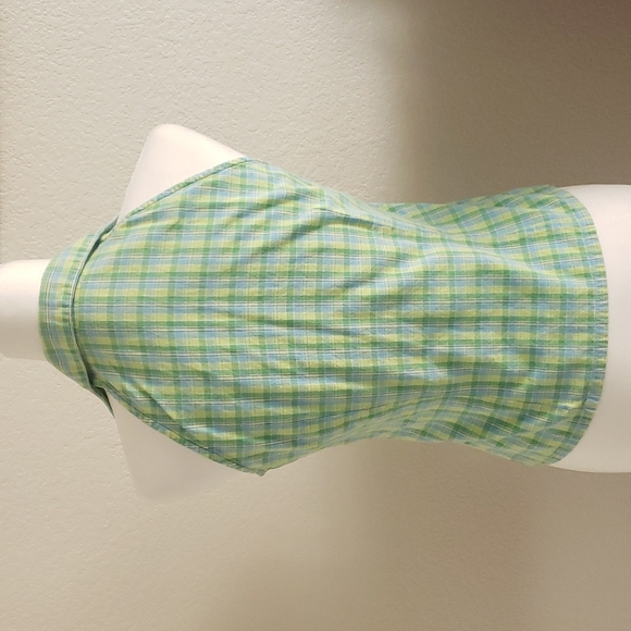 PARFAIT SUMMER PLAID HALTER TOP IN PASTEL COLORS OF BLUE YELLOW AND GREEN - Picture 2 of 6